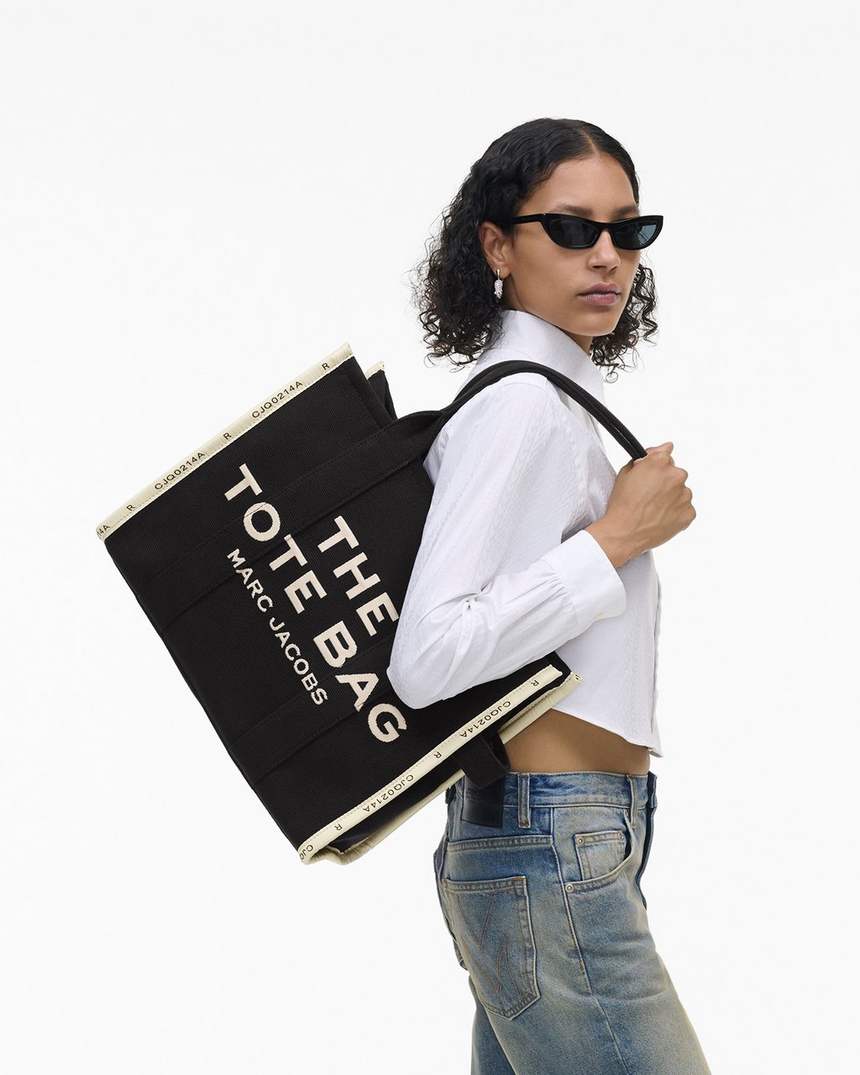 bolsa tote grande jacquard