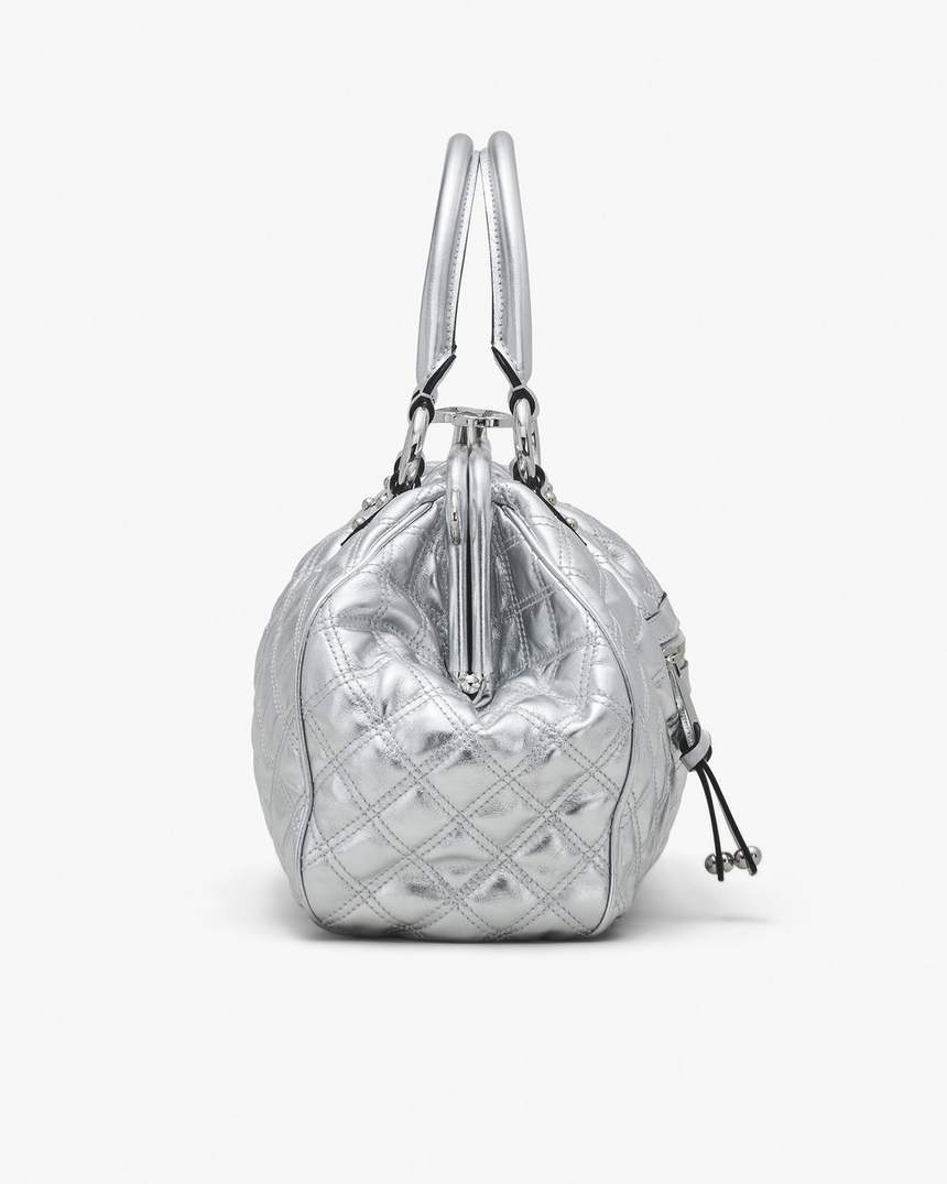 bolsa stam em couro metálico acolchoado reedição.
