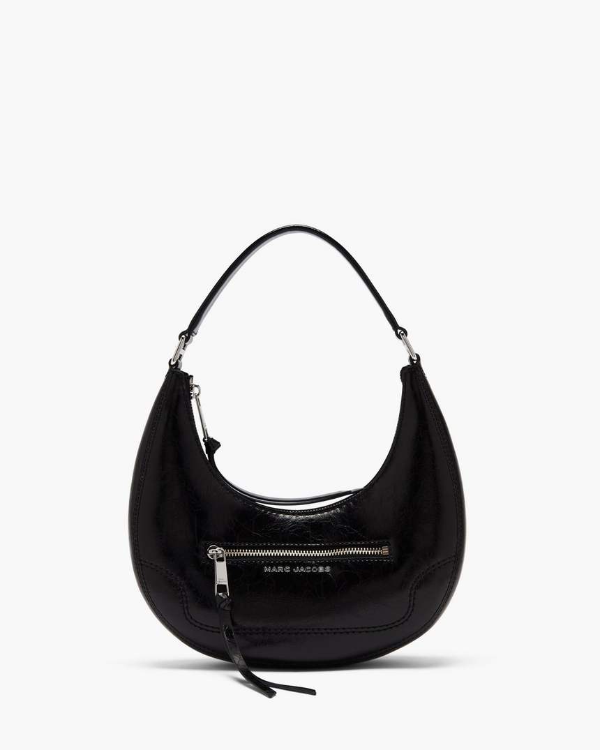 bolsa pequena em formato de meia-lua crinkle cruiser