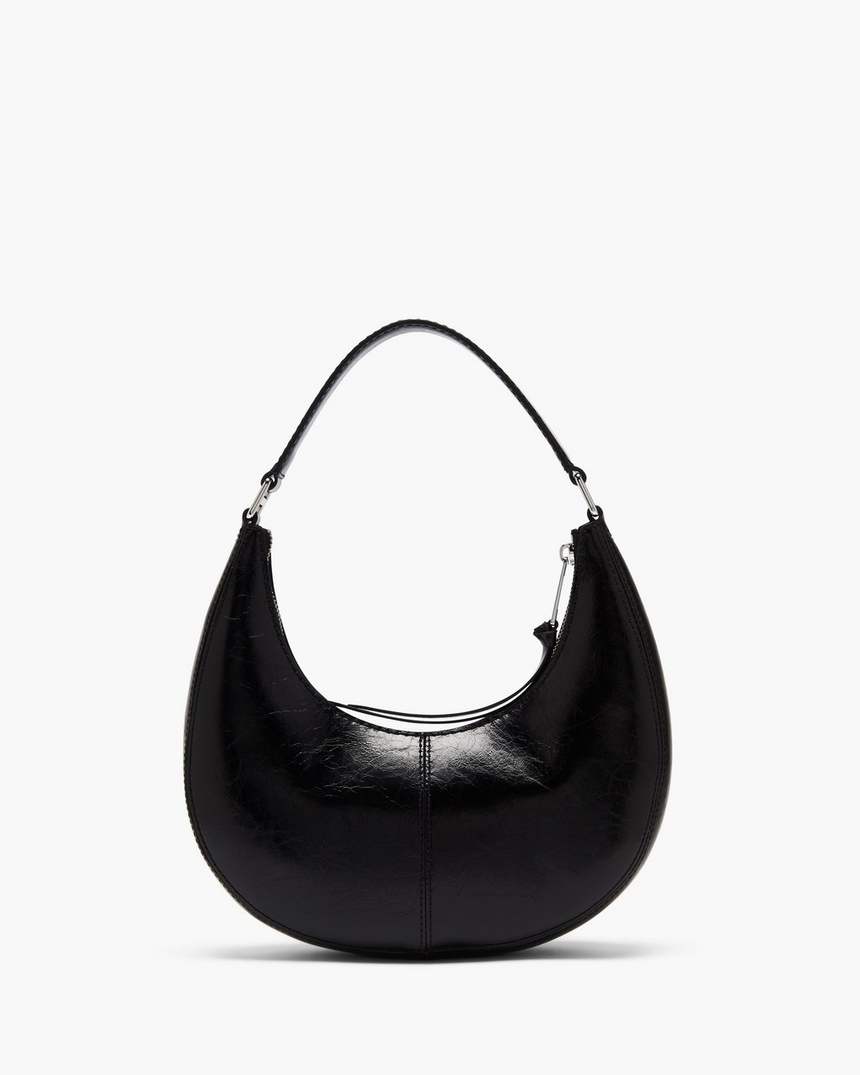 bolsa pequena em formato de meia-lua crinkle cruiser